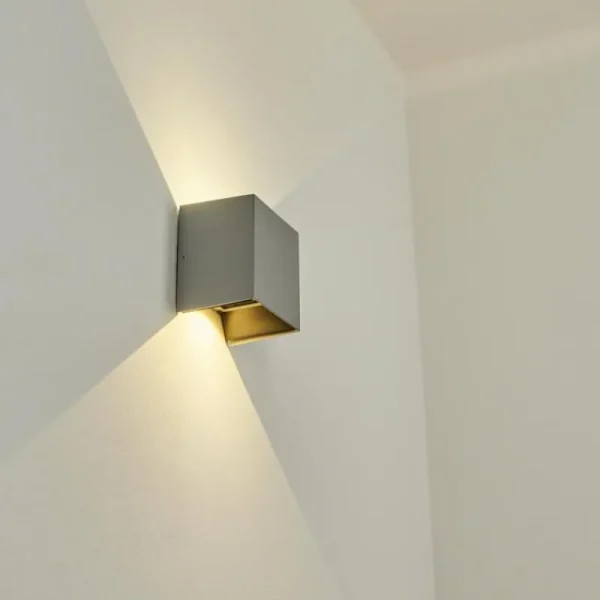 hofstein Applique murale d'extérieur Hoods LED Gris, 2 lumières* Lampes En Verre
