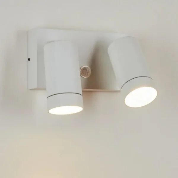 hofstein Applique murale d'extérieur Hakamken Blanc, 2 lumières, Détecteur de mouvement* Lampes Modernes