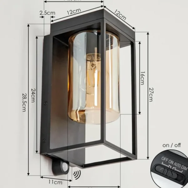 hofstein Applique murale d'extérieur Palanga LED Noir, 1 lumière, Détecteur de mouvement* Lampes Modernes