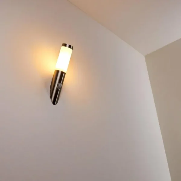hofstein Applique murale d'extérieur Norburg Acier inoxydable, 1 lumière, Détecteur de mouvement* Lampes Modernes