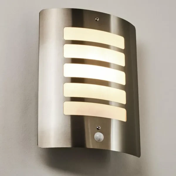 hofstein Applique murale d'extérieur Alslev Acier inoxydable, 1 lumière, Détecteur de mouvement* Lampes Modernes