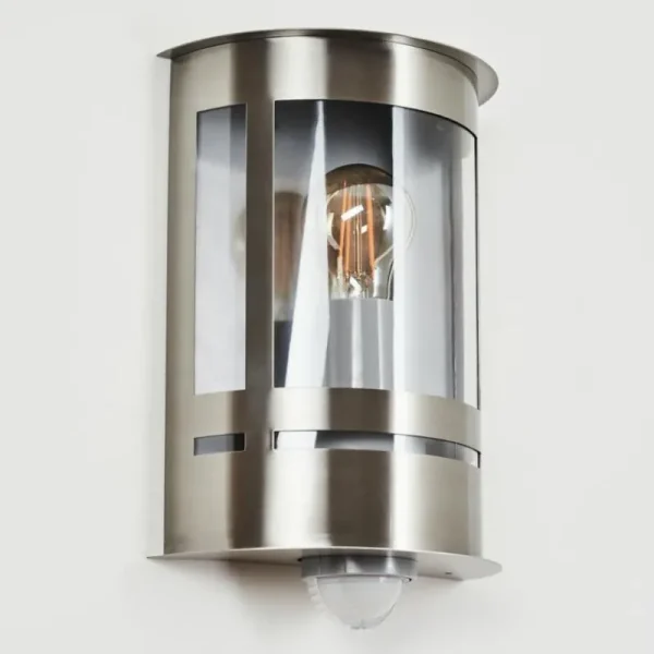 hofstein Applique murale d'extérieur Lauvdal Acier inoxydable, 1 lumière, Détecteur de mouvement* Lampes Modernes