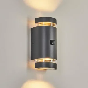 hofstein Applique murale d'extérieur Edevik Anthracite, 2 lumières, Détecteur de mouvement* Lampes Modernes