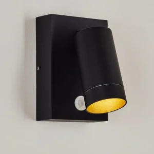 hofstein Applique murale d'extérieur Hakamken Noir, 1 lumière, Détecteur de mouvement* Lampes Modernes