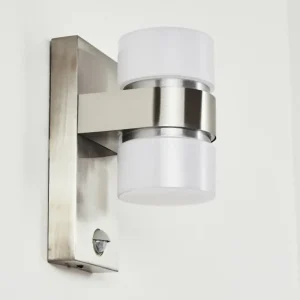 hofstein Applique murale d'extérieur Tiarp LED Nickel mat, 2 lumières, Détecteur de mouvement* Lampes Modernes
