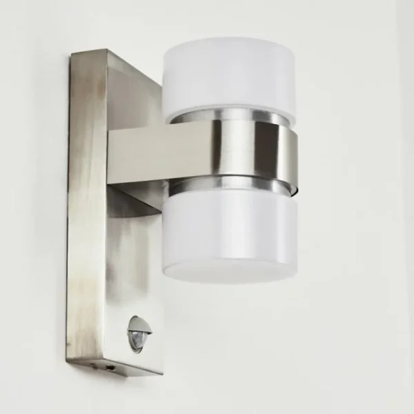 hofstein Applique murale d'extérieur Tiarp LED Nickel mat, 2 lumières, Détecteur de mouvement* Lampes Modernes
