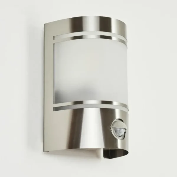 hofstein Applique murale d'extérieur Visnum Nickel mat, Blanc, 1 lumière, Détecteur de mouvement* Lampes Modernes