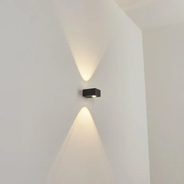 hofstein Applique murale d'extérieur Curvel LED Noir, 2 lumières* Lampes Modernes