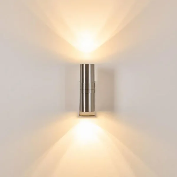 hofstein Applique murale d'extérieur Satava LED Nickel mat, 2 lumières* Lampes Modernes