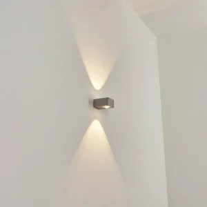 hofstein Applique murale d'extérieur Curvel LED Argenté, 2 lumières* Lampes Modernes