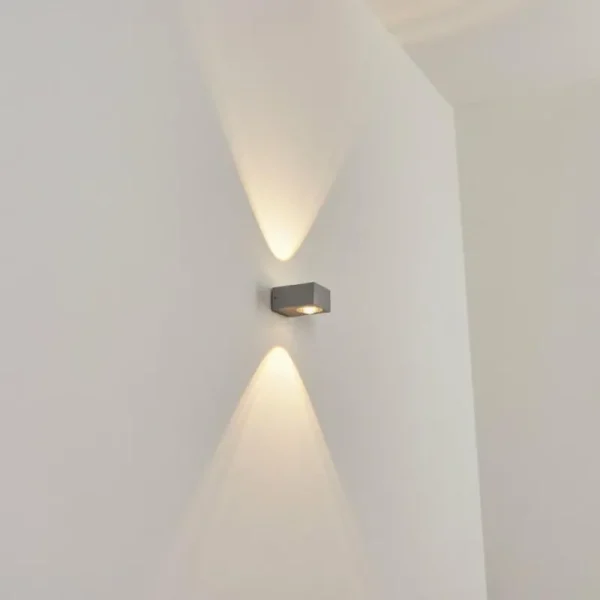 hofstein Applique murale d'extérieur Curvel LED Argenté, 2 lumières* Lampes Modernes