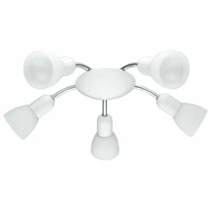 Luminaires Eglo Applique murale Eglo Dakar 6 LED Chrome, Blanc, 5 lumières* Lampes En Verre