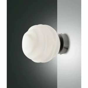 Luminaires Fabas Luce Applique murale Fabas Luce Ava Nickel mat, 1 lumière* Lampes En Verre