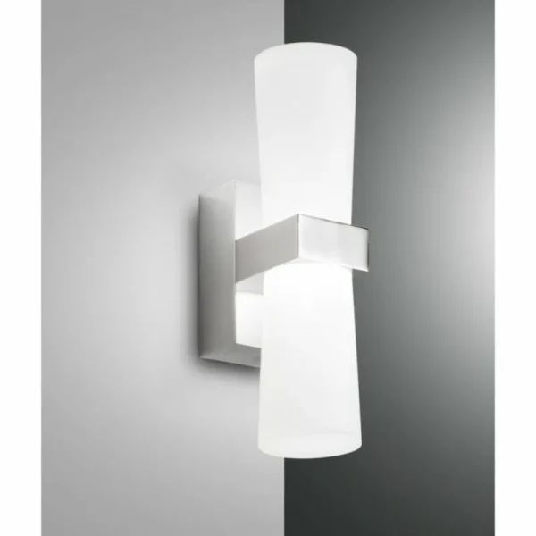 Luminaires Fabas Luce Applique murale Fabas Luce Iglesias LED Chrome, 1 lumière* Lampes En Verre