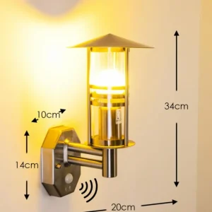 hofstein Applique murale FORLI Acier inoxydable, 1 lumière, Détecteur de mouvement* Lampes Modernes