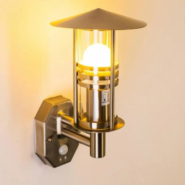 hofstein Applique murale FORLI Acier inoxydable, 1 lumière, Détecteur de mouvement* Lampes Modernes