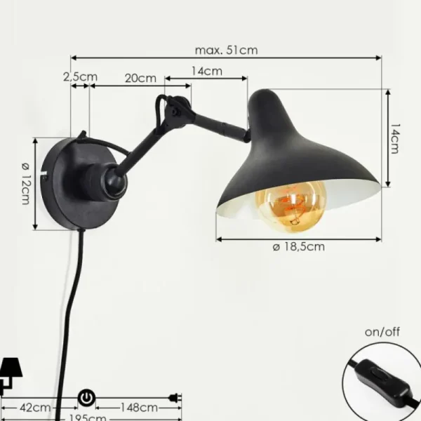 hofstein Applique murale Fort Noir, 1 lumière* Lampes Modernes