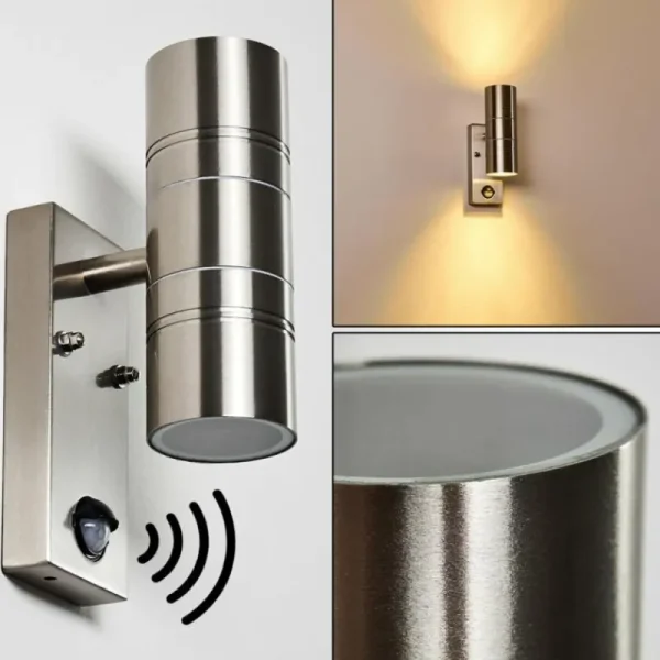 hofstein Applique murale Froslev LED Chrome, 2 lumières, Détecteur de mouvement* Lampes Modernes