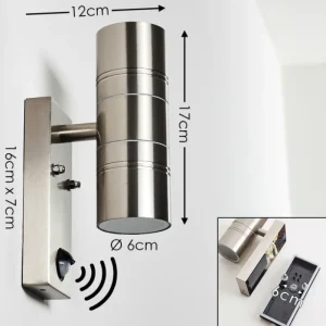 hofstein Applique murale Froslev LED Chrome, 2 lumières, Détecteur de mouvement* Lampes Modernes