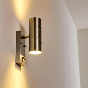 hofstein Applique murale Froslev LED Chrome, 2 lumières, Détecteur de mouvement* Lampes Modernes