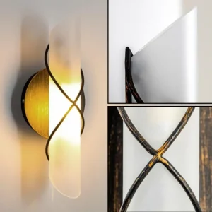 hofstein Applique murale Globo RANIA Acier inoxydable, Noir, Blanc, 1 lumière* Lampes En Verre