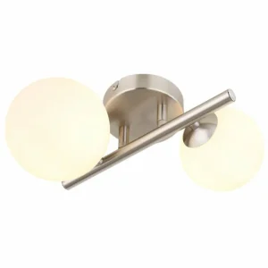 Luminaires Globo Lighting Applique murale Globo RIHA LED Nickel mat, 2 lumières* Lampes En Verre