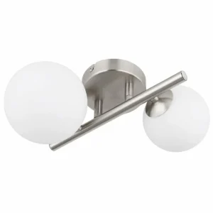 Luminaires Globo Lighting Applique murale Globo RIHA LED Nickel mat, 2 lumières* Lampes En Verre