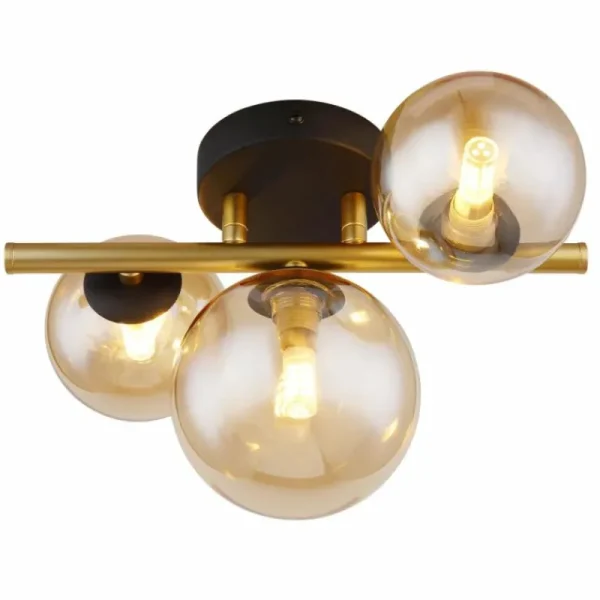 Luminaires Globo Lighting Applique murale Globo RIHA LED Laiton, Noir, 3 lumières* Lampes En Verre