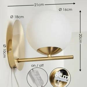 hofstein Applique murale Hogatza Laiton, 1 lumière* Lampes En Verre