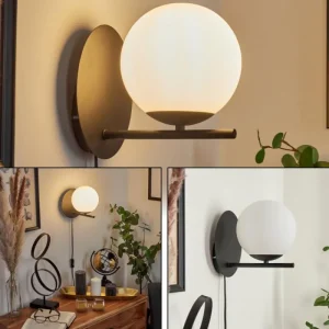 hofstein Applique murale Hogatza Noir, 1 lumière* Lampes En Verre