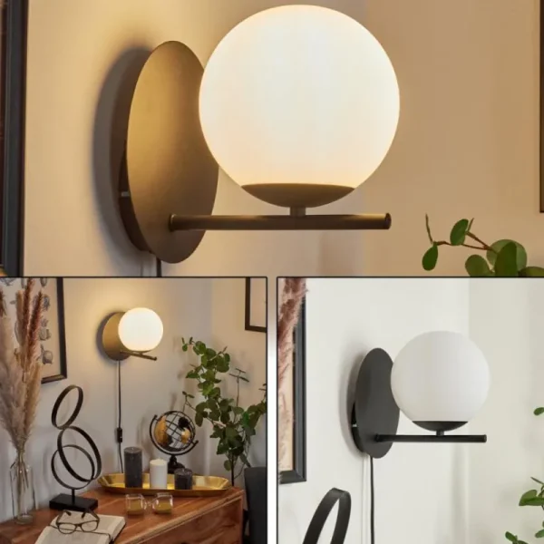 hofstein Applique murale Hogatza Noir, 1 lumière* Lampes En Verre