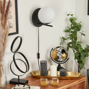 hofstein Applique murale Hogatza Noir, 1 lumière* Lampes En Verre