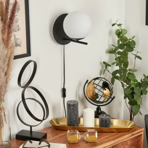 hofstein Applique murale Hogatza Noir, 1 lumière* Lampes En Verre