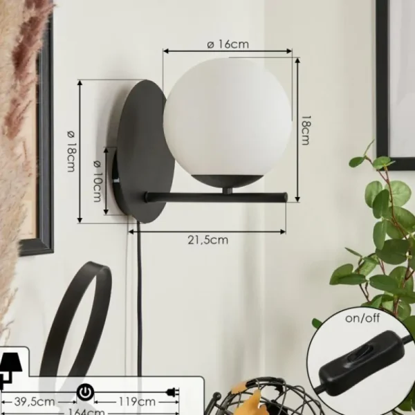 hofstein Applique murale Hogatza Noir, 1 lumière* Lampes En Verre