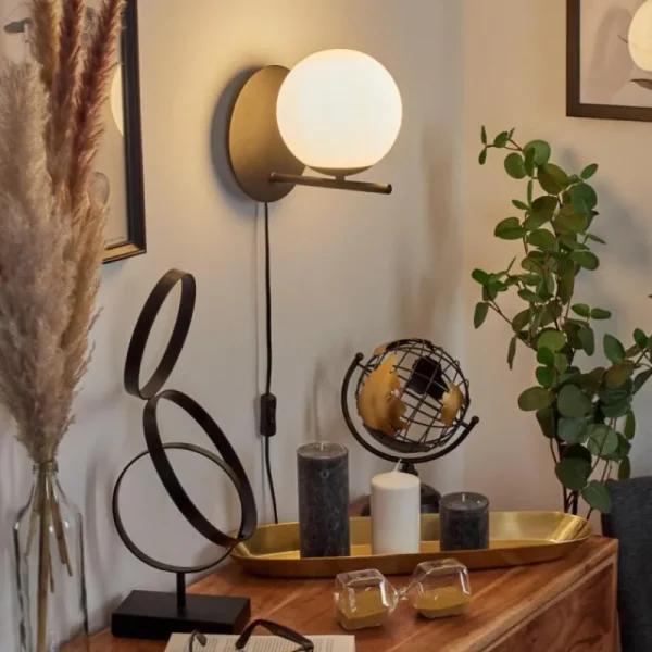 hofstein Applique murale Hogatza Noir, 1 lumière* Lampes En Verre
