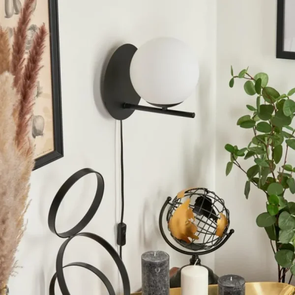 hofstein Applique murale Hogatza Noir, 1 lumière* Lampes En Verre