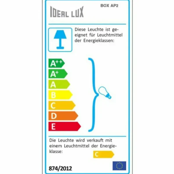 Luminaires Ideallux Applique murale Ideallux BOX AP2 Noir, 2 lumières* Lampes En Verre