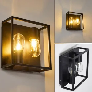 hofstein Applique murale Karlsborg Noir, 2 lumières* Lampes En Verre