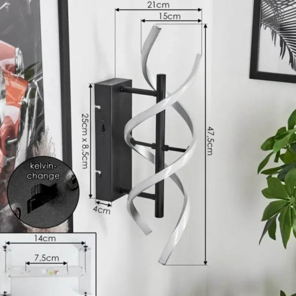 hofstein Applique murale Khovet LED Noir, 1 lumière* Lampes Modernes