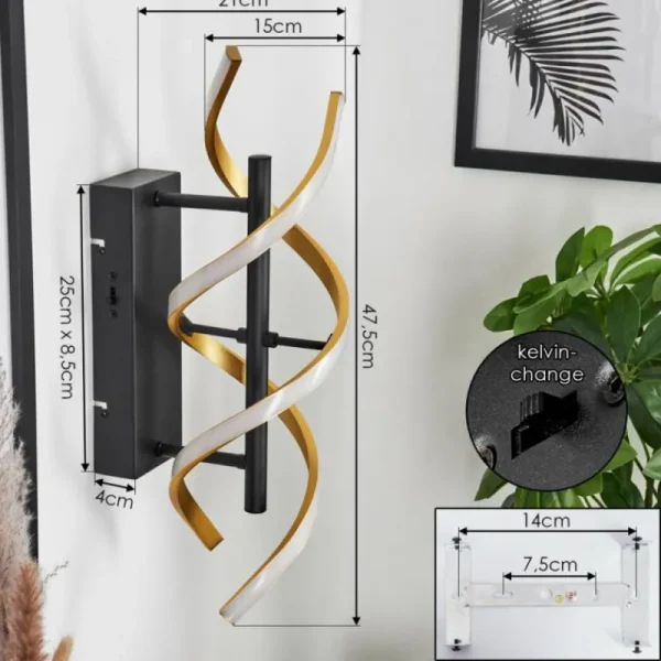 hofstein Applique murale Khovet LED Noir, 1 lumière* Lampes Modernes