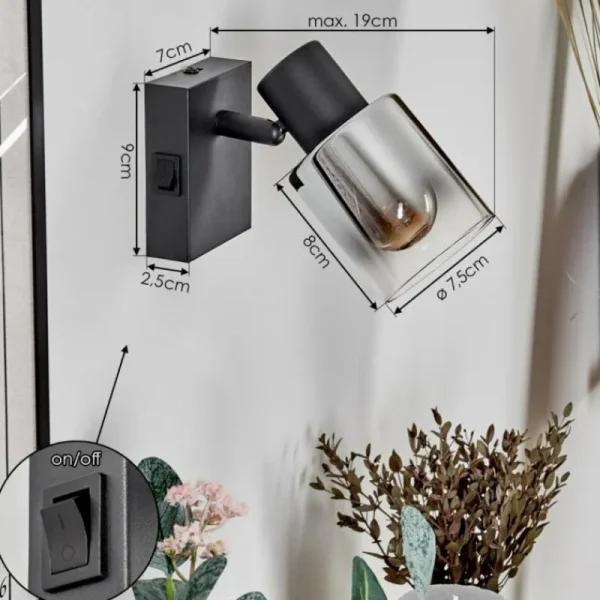 hofstein Applique murale Leteque Noir, 1 lumière* Lampes Modernes