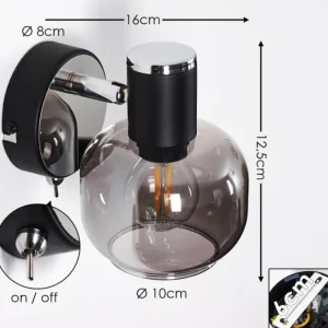 hofstein Applique murale Lexington Chrome, Noir, 1 lumière* Lampes Modernes