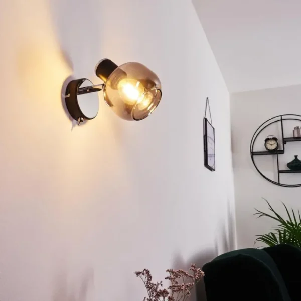 hofstein Applique murale Lexington Chrome, Noir, 1 lumière* Lampes Modernes