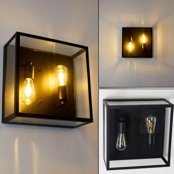hofstein Applique murale Moatize Noir, 2 lumières* Lampes En Verre