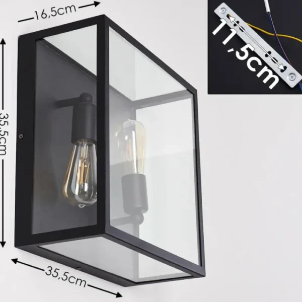 hofstein Applique murale Moatize Noir, 2 lumières* Lampes En Verre