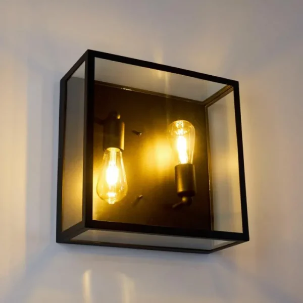hofstein Applique murale Moatize Noir, 2 lumières* Lampes En Verre