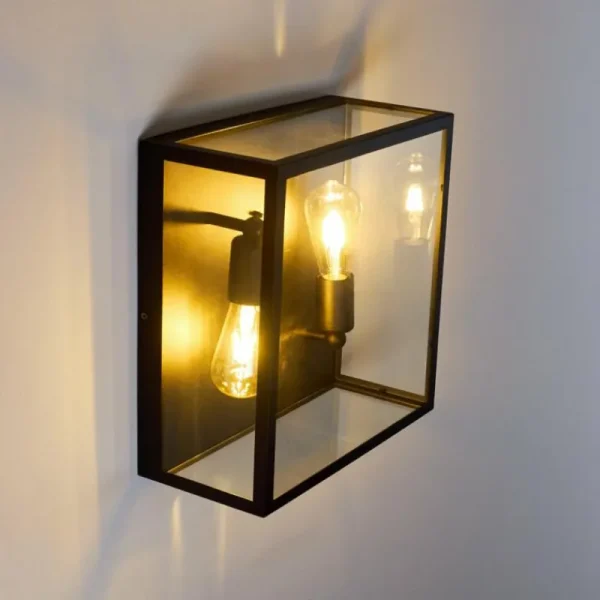 hofstein Applique murale Moatize Noir, 2 lumières* Lampes En Verre