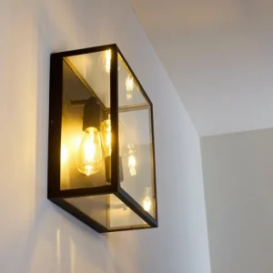 hofstein Applique murale Moatize Noir, 2 lumières* Lampes En Verre