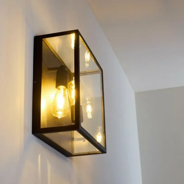 hofstein Applique murale Moatize Noir, 2 lumières* Lampes En Verre