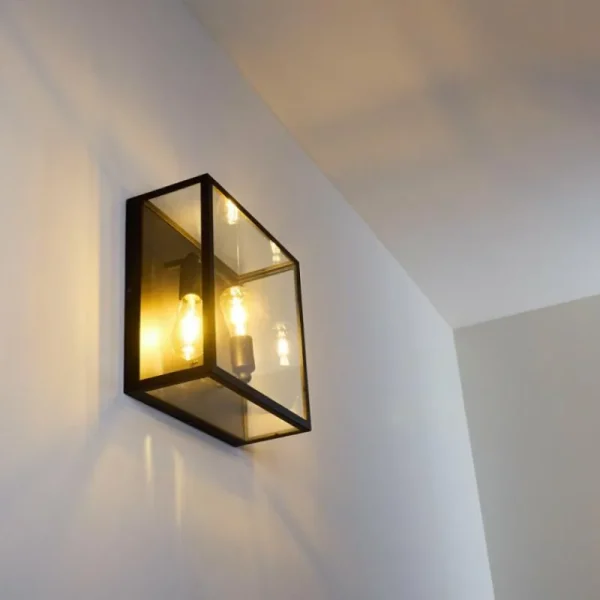 hofstein Applique murale Moatize Noir, 2 lumières* Lampes En Verre